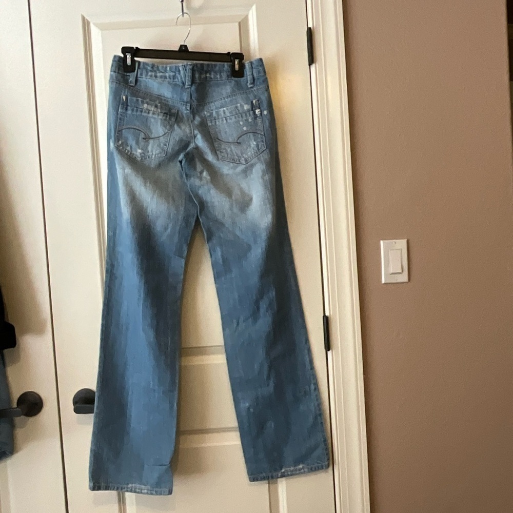 LEI WideLeg Distressed Blue Jeans size 5 - Picture 2 of 13
